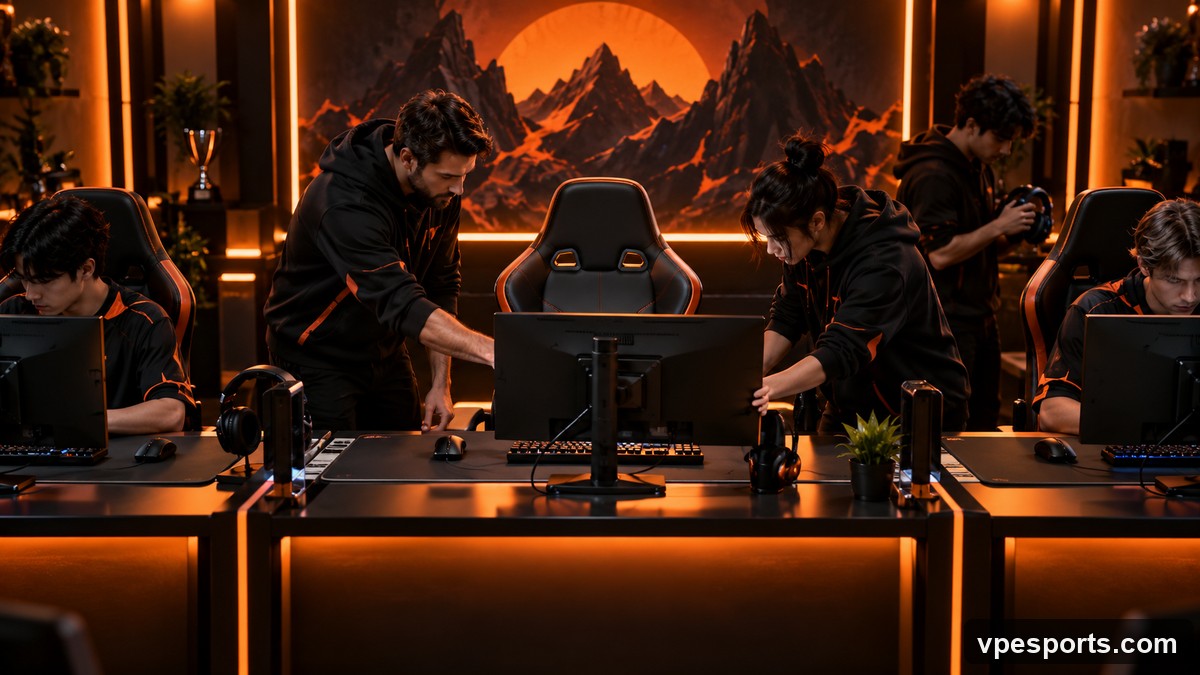 An esports organization prepares an empty station during a roster rebuild