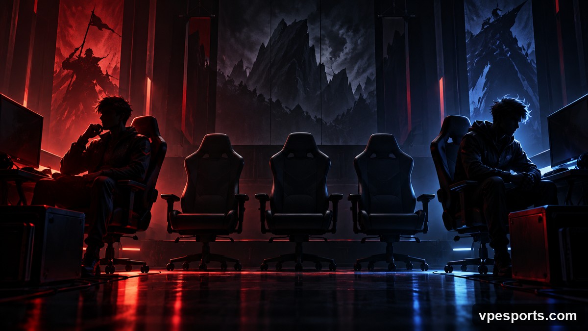 Two players and three empty chairs represent a roster still being assembled