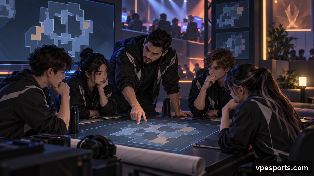 Players review map plans between rapid qualifier matches