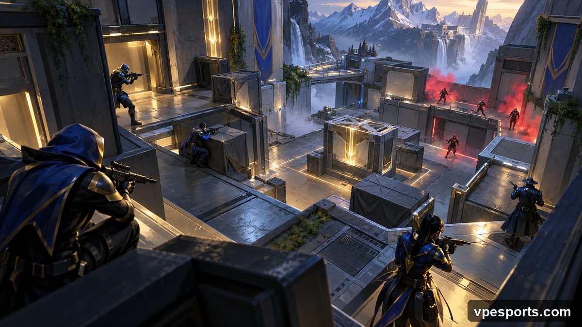 A tactical defense controls several lanes on a mountain arena