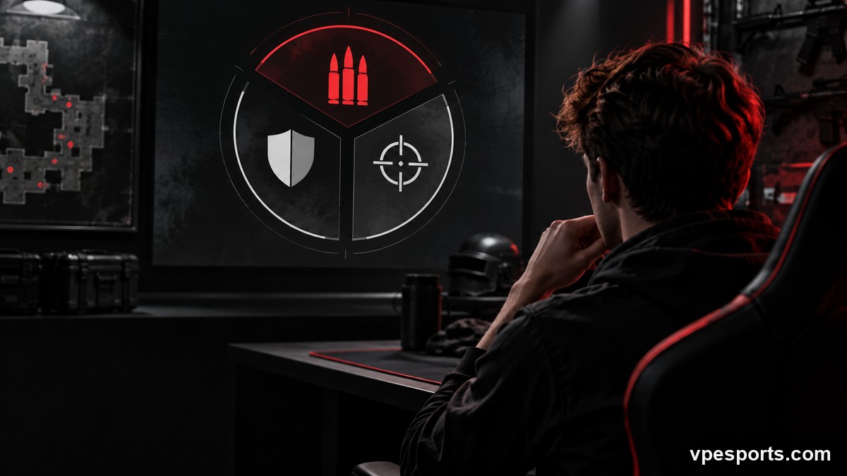 A VALORANT competitor reviews strategic choices at a practice setup